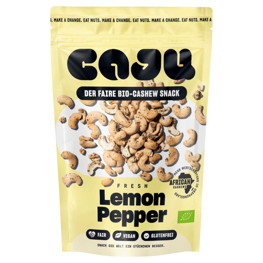 Caju Bio Cashew Snack Fresh Lemon Pepper 140g